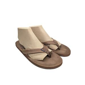 Rainbow Flip Flops Thong Sandals Mens XXL Brown Leather Surfer Beachy Resort